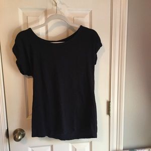 Plain Navy Blue Shirt with Scoop Neck